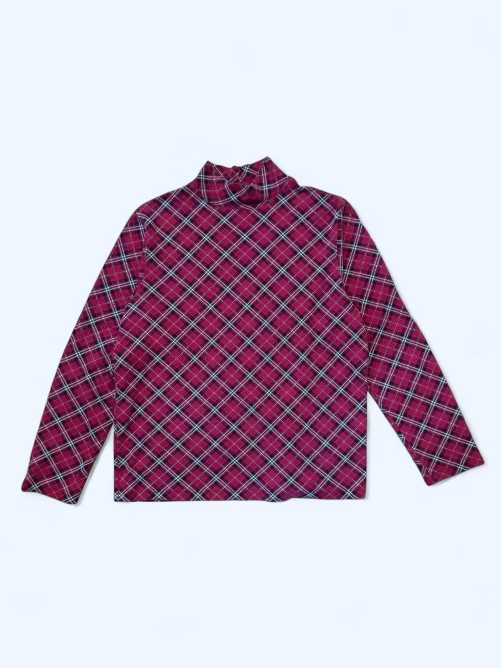 croft & barrow Red Plaid Long Sleeve Turtle Neck Tee